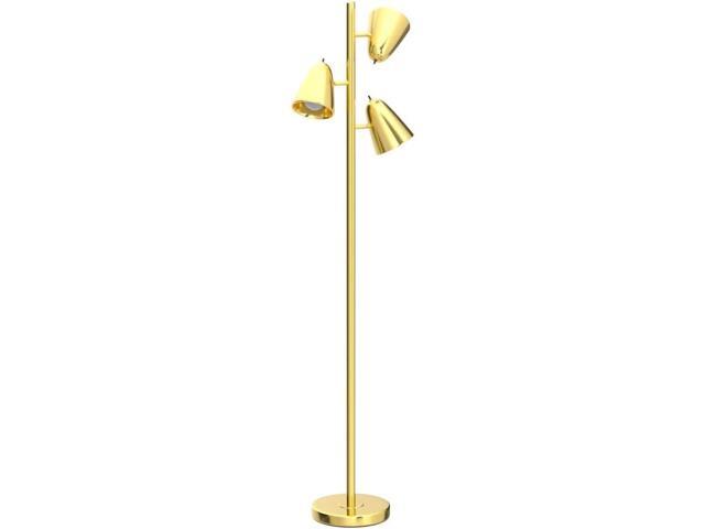 QiMH Tree Floor Lamp with 3 Light Bulbs, Standing Tall Pole Lamps for Living Room Bedroom Office, Reading Stand up Lamps with 3 Adjustable Arms,...