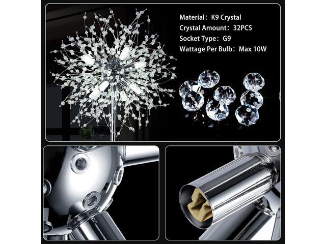 Airposta Crystal Floor Lamp - Elegant Standing Lamp, 69' Tall, Modern Design, 32 Firework Crystal Harnesses, Chrome Finish