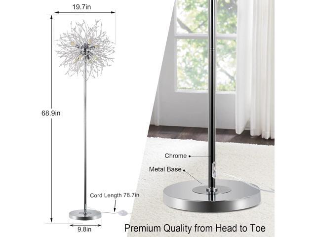 Airposta Crystal Floor Lamp - Elegant Standing Lamp, 69' Tall, Modern Design, 32 Firework Crystal Harnesses, Chrome Finish