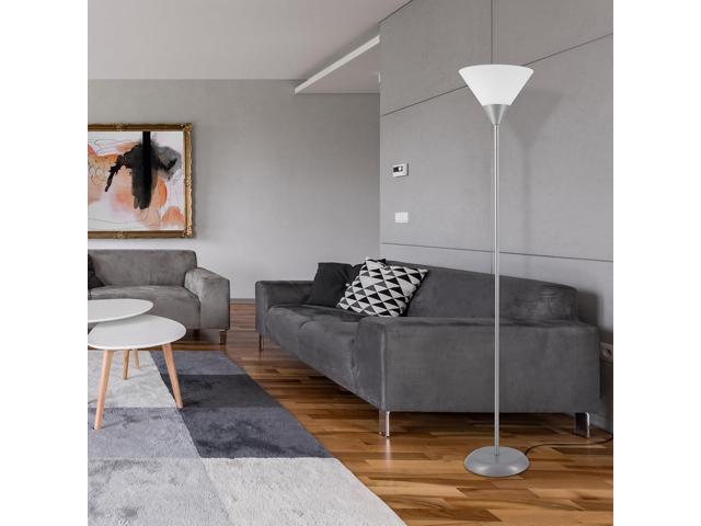 GLOBE Electric 677150 Elliott 72' Floor Lamp, Silver, White Plastic Shade, On/Off Rotary Switch on Shade, Standing, Living Room Decor, Bedroom,...