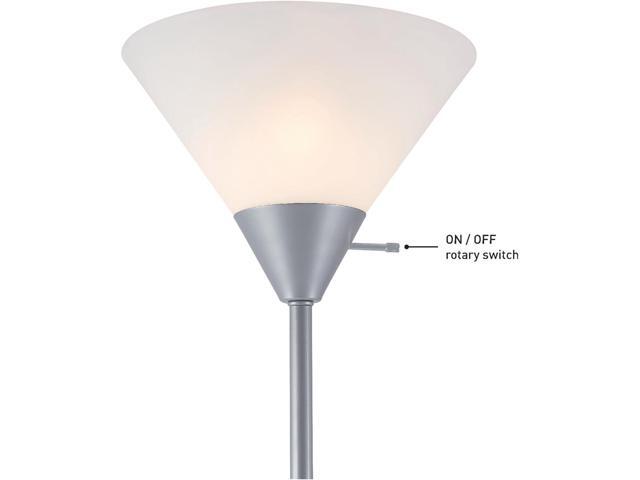 GLOBE Electric 677150 Elliott 72' Floor Lamp, Silver, White Plastic Shade, On/Off Rotary Switch on Shade, Standing, Living Room Decor, Bedroom,...