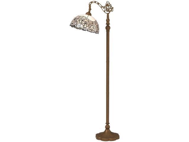 WERFACTORY Tiffany Floor Lamp White Crystal Bent Stained Glass Arched Lamp 12X18X64 Inches Gooseneck Adjustable Corner Standing Reading Light Decor...