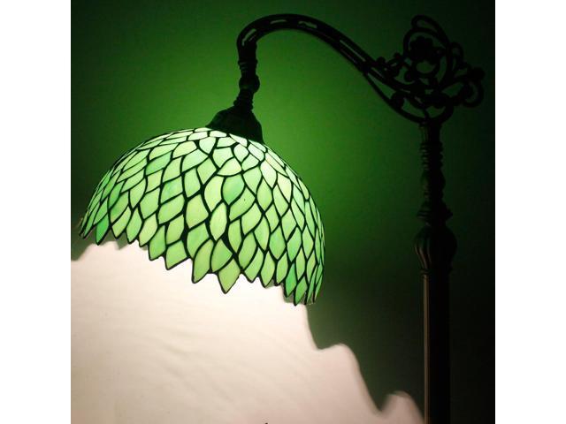 WERFACTORY Tiffany Lamp Floor Green Wisteria Stained Glass Arched Lamp 12X18X64 Inches Gooseneck Adjustable Corner Standing Reading Light Decor...