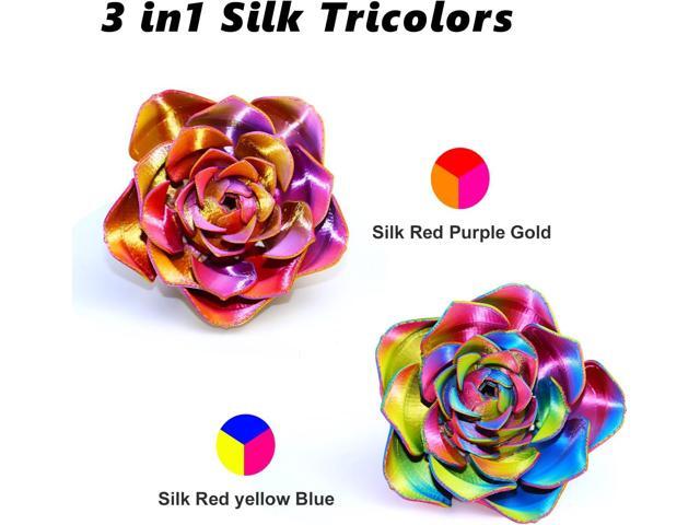 LOVOON 3D PLA Filament 1.75mm Bundle, Tricolor 3D Printer Filament Bundle, Rainbow Silk PLA Filament Bundle, PLA Filament for 3D Printer 3D Pen,...