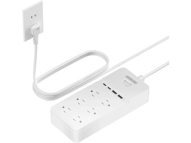 NTONPOWER 2 Prong Power Strip with 10ft Extension Cord, 2100J Surge Protector 1875W with 6 Outlets 4 USB Ports (2 USB C), 3 Prong Outlet Adapter,...