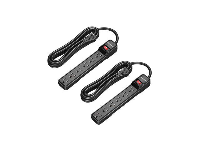DEWENWILS 2-Pack Power Strip Surge Protector,15 Ft Extra Long Extension Cord, Low Profile Flat Plug,15 Amp Circuit Breaker, 500 Joules, Wall Mount,...