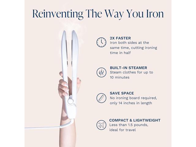 Nori Press Travel Steam Iron - Handheld Iron With Optional Steam Feature - No Ironing Board Required - Easy to Use w/ 6 Fabric Settings - Removes...