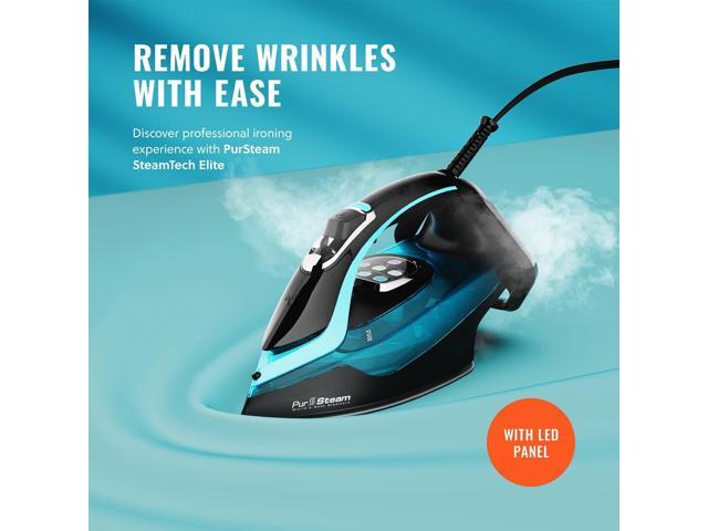 PurSteam SteamTech Elite 1750W Steam Iron, Digital Temp Control & LED Display, Ceramic Soleplate, Adjustable Steam, Self-Clean, Anti-Calc,...