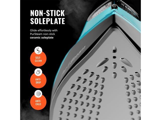 PurSteam SteamTech Elite 1750W Steam Iron, Digital Temp Control & LED Display, Ceramic Soleplate, Adjustable Steam, Self-Clean, Anti-Calc,...