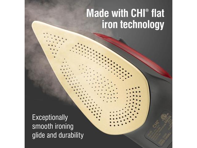 CHI Steam Iron for Clothes with 300+ Holes for Powerful Steam ing, Temperature Guide Dial, 1700 Watts, XL 10 Cord, 3-Way Auto Shutoff, Titanium...