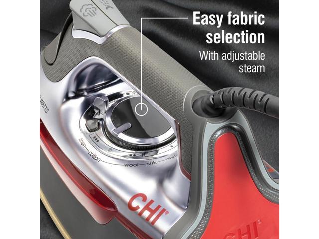 CHI Steam Iron for Clothes with 300+ Holes for Powerful Steam ing, Temperature Guide Dial, 1700 Watts, XL 10 Cord, 3-Way Auto Shutoff, Titanium...
