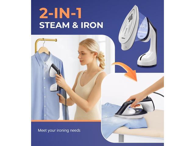 Ropilly Steamer for Clothes, 1600W 2-in-1 Steamer & Iron with Large Ceramic Plate, Powerful Turbo Steam, Smart Temperature Control, Auto-Off,...