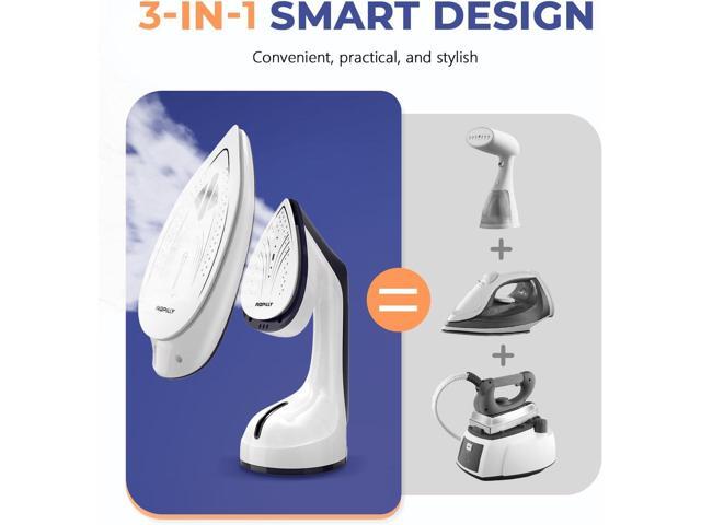Ropilly Steamer for Clothes, 1600W 2-in-1 Steamer & Iron with Large Ceramic Plate, Powerful Turbo Steam, Smart Temperature Control, Auto-Off,...