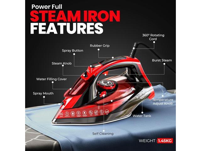 Utopia Home Steam Iron for Clothes - Non-Stick Soleplate - 1800W Clothes Iron With Auto-Off Safety Feature - Adjustable Thermostat Control,...