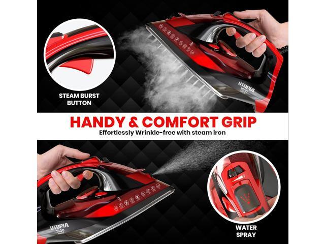 Utopia Home Steam Iron for Clothes - Non-Stick Soleplate - 1800W Clothes Iron With Auto-Off Safety Feature - Adjustable Thermostat Control,...