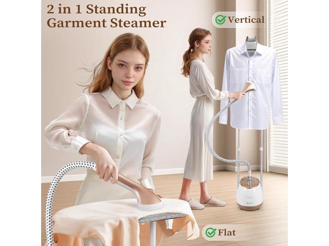 HAPAIS Steamer for Clothes,1800W Standing Garment Steamer 30s Heat-up with Adjustable Stable Double Rod,2-in-1 Flat & Hanging Ironing,Clothes...