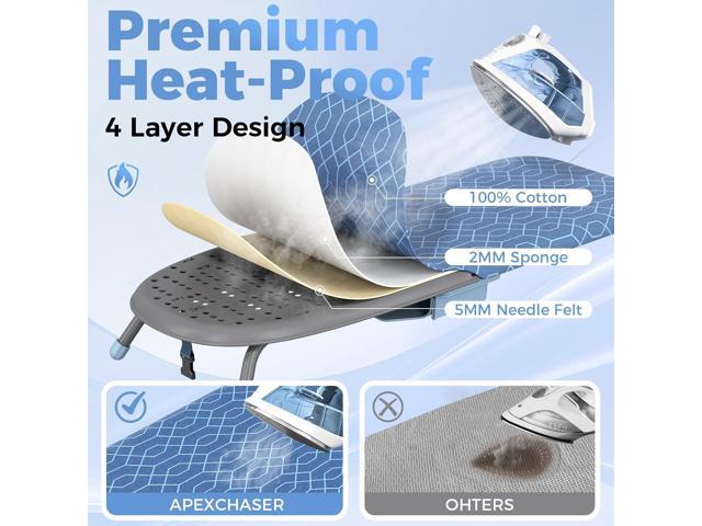 APEXCHASER Ironing Board Small with Iron Holder, Tabletop Small Iron Board with 2 Heat Resistant Ironing Covers, Portable Tabletop Ironing Board...