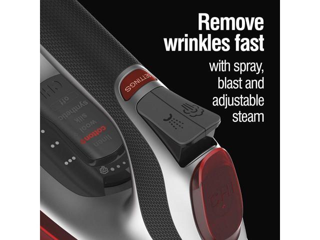 CHI Steam Iron for Clothes with Electronic Temperature Control, Titanium Infused Ceramic Soleplate, 1700 Watts, XL 10 Cord, 3-Way Auto Shutoff,...
