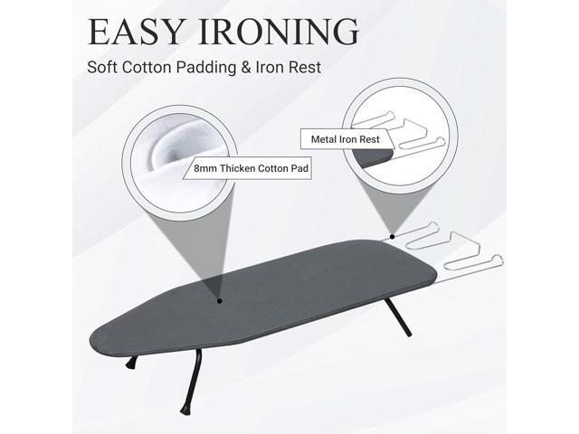 ZOES HOMEWARE Metal Mesh Panel Tabletop Ironing Board Foldable Iron Board Heavy Duty Small Iron Board with Heat Resistant Cover and 100% Cotton...