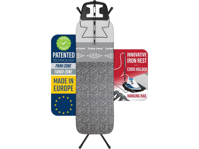 Bartnelli Heavy Duty Ironing Board 48x15 Designed & Made in Europe with Patent Technology, Turbo & Park Zone