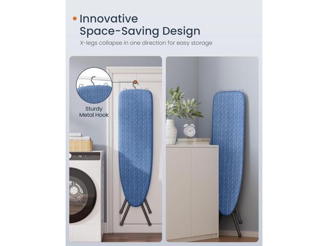 SONGMICS Ironing Board, Foldable Iron Board, Height Adjustable up to 35 Inches, with 4 Layered Cover and Pad, Iron Rest, Hook, Steel X-Legs, for...