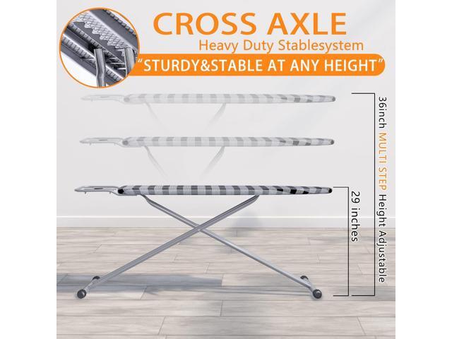 Jakeefud Ironing Board 13' X 43' W/Extra Thick Heavy Duty Padded Cover, Height Adjustable,Heat & Scorch Resistant Fabric, Anti-Skid Feet, Extra...
