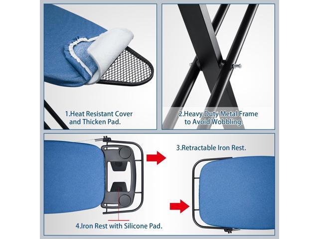 Duwee 18'x48' Deluxe Ironing Board with Retractable Iron Rest,Extra Wide Ironing Board Thicken Steel Top Board,with Sleeve Board,Adjustable...