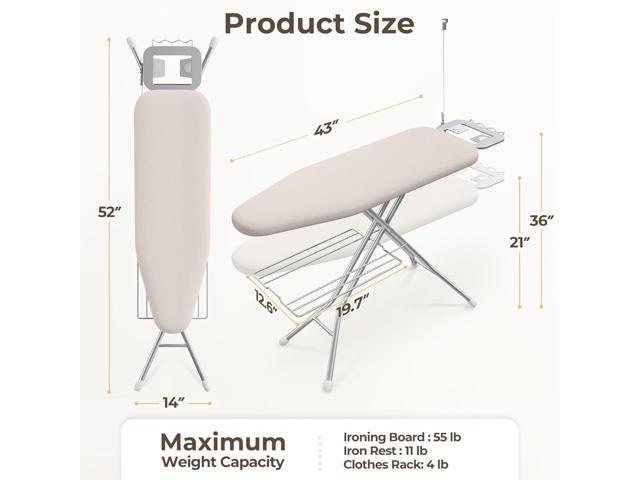 Yaheetech Ironing Board, Compact Iron Board with Cord Holder, Steam Iron Rest and Bottom Storage Tray, 9 Adjustable Heights & 3 Layer Cover,...