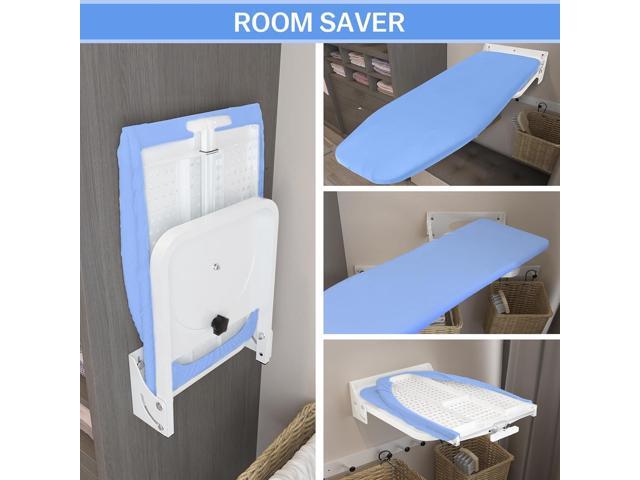 Wall Mounted Ironing Board 38.7 x 12 Inch, 180° Swivel Heavy Duty Ironing Board with Heat Resistant Cover, Space Saving Wall Mount Folding Ironing...