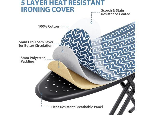 KINGBOARD Foldable Ironing Board Full Size, Iron and Ironing Board Set Standard Size, Iron Boards with Ironrest & Adjustable Height,Heavy Duty Iron...