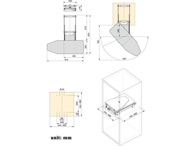 Hiding Ironing Board Foldable Ironing Station in Cabinet for Apartment & Small Room Sturdy Folding Board, Easy-Release Lever 11.8 (W) x 5.5 (H) x...