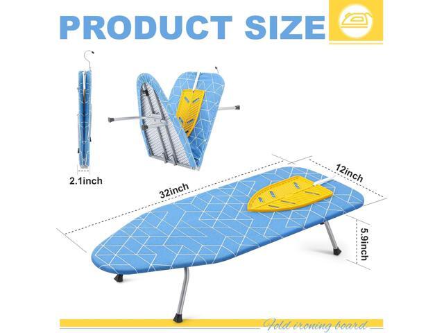 Chunful Portable Tabletop Ironing Board, Foldable Small Compact Ironing Board with Mat & Hook for Hanging Travel Mini Iron Non Slip Feet Table...