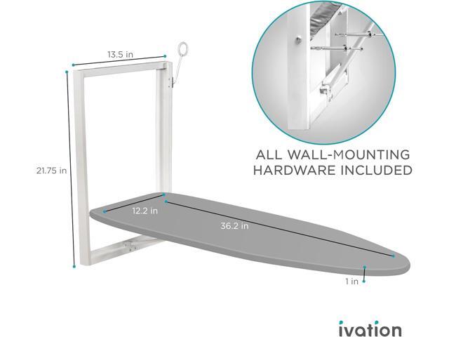 Ivation Wall-Mounted Ironing Board Foldable 36.2 x 12.2 Sturdy Ironing Station for Home & Apartments, Easy-Release Lever, Removable Cotton Cover,...