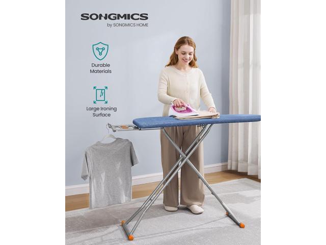 SONGMICS Ironing Board, Retractable Iron Rest, Foldable Iron Board, 43 x 13 Inches, Space-Saving, Height Adjustable, Padded with Cover, Hook,...