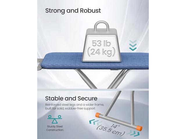 SONGMICS Ironing Board, Retractable Iron Rest, Foldable Iron Board, 43 x 13 Inches, Space-Saving, Height Adjustable, Padded with Cover, Hook,...