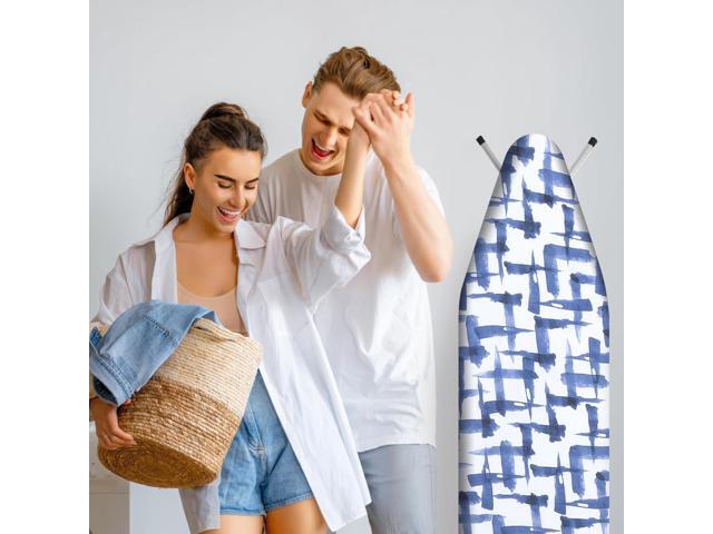 Ironing Board Cover and pad - 15 x 54 Thick Padding 4 Layers with 2' Elastic, Stain Resistant & Durable Scorch, 2 Click Buckles for Smooth...