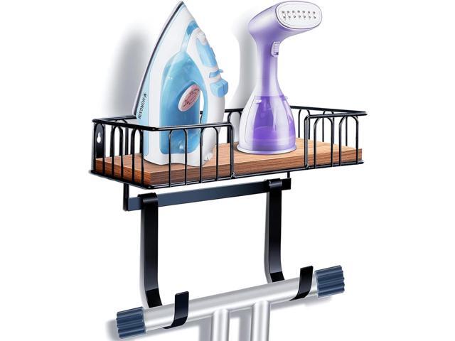TJ. MOREE Ironing Board Hanger Metal Wall Mount Iron and Ironing Board Holder, Laundry Room Decor and Storage with Large Storage Black