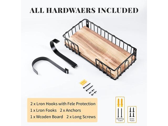 TJ. MOREE Ironing Board Hanger Metal Wall Mount Iron and Ironing Board Holder, Laundry Room Decor and Storage with Large Storage Black