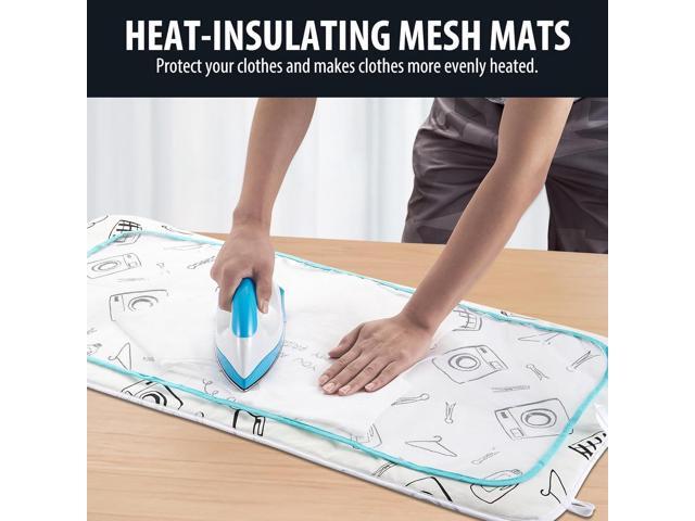 Seiritex Ironing Mat for Table Top, Portable Ironing Pad 39.4 x 18.9 inch Iron Board 5 in 1 Travel Iron Blanket for Counter top, Washer, Dryer, White