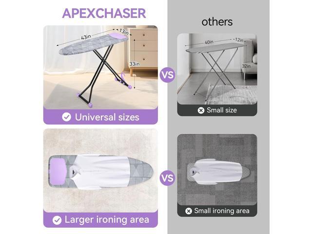 APEXCHASER Ironing Board with Iron Rest, Compact and Space Saver Iron Board, Extra Thick Cover, Height Adjustable, Wall Mount & Closet Hanger 13x43...