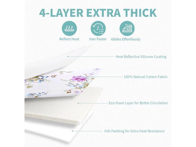 Rerrmico Ironing Board Cover and Pad 15x54 Inch Standard Ironing Board Cover with Elastic Edge and Hook and Loop Fasteners Scorch and Stain...
