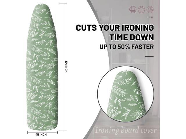 Extra Thick Ironing Board Cover and Pad, 15x54 Ironing Board Cover, Resist Scorching and Staining,Elastic Edges,Sage Green Spring Summer Plants