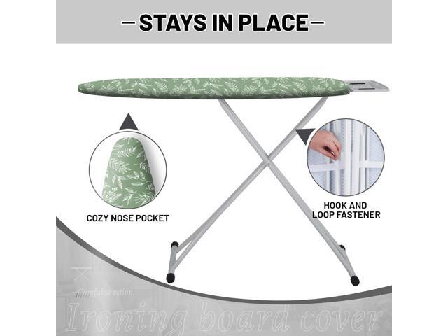 Extra Thick Ironing Board Cover and Pad, 15x54 Ironing Board Cover, Resist Scorching and Staining,Elastic Edges,Sage Green Spring Summer Plants