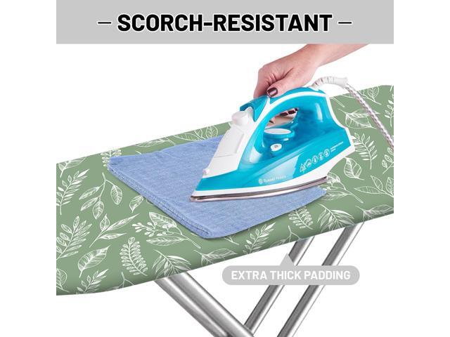 Extra Thick Ironing Board Cover and Pad, 15x54 Ironing Board Cover, Resist Scorching and Staining,Elastic Edges,Sage Green Spring Summer Plants