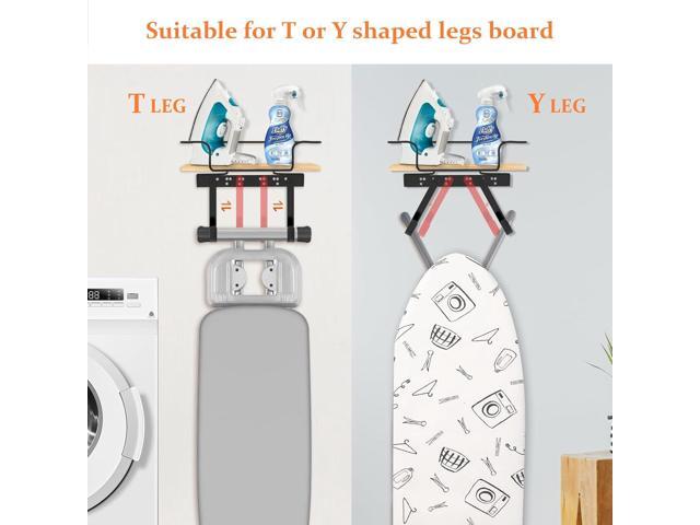 SMZCTYI Iron Board Holder, Wall Mount with Adjustable Hooks for Y & T-Leg Iron, Base Basket for Laundry Room, Bedroom