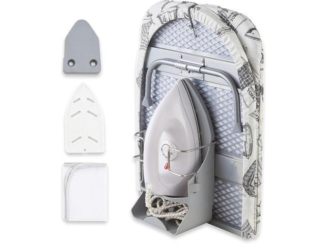 Foldable Ironing Board,13'x35' Folding Tabletop Small Ironing Board with Iron Holder and Wall Mount Space-Saving, White