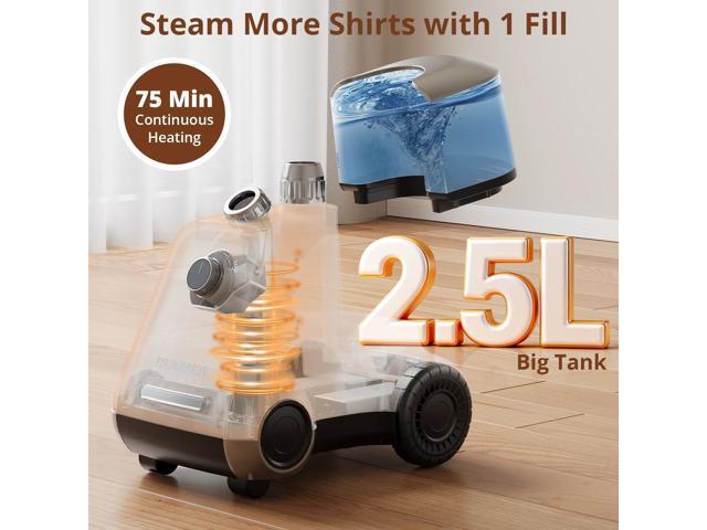 LAKALA Garment Steamer for Clothes, 30-Second Instant Heat-Up, 2.5L Water Tanks, with Pant Clips & Dual Hanger, Powerful Handheld, 4-Stage...