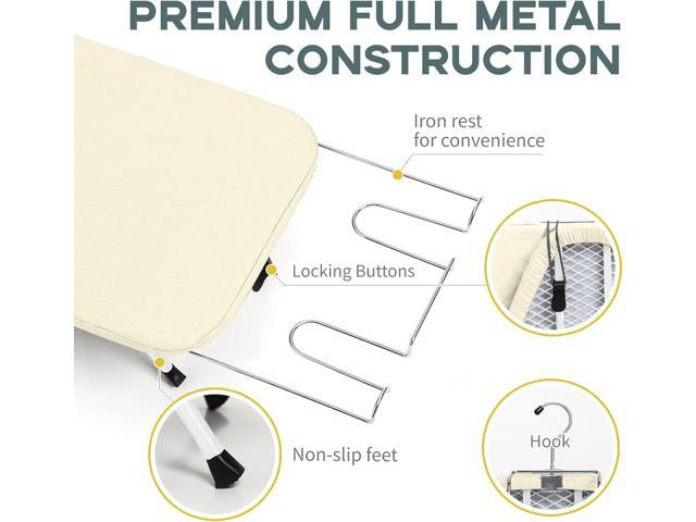 Metal Small Ironing Board Tabletop 31x12, RAINHOL Countertop Mini Iron Board Foldable with Cotton Cover and Pad, Portable and Compact for Travel,...