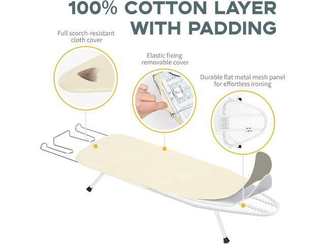Metal Small Ironing Board Tabletop 31x12, RAINHOL Countertop Mini Iron Board Foldable with Cotton Cover and Pad, Portable and Compact for Travel,...