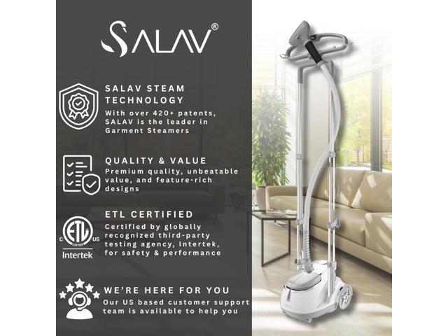 SALAV GS45-DJ Professional Upright Garment Steamer with Roll Wheels, Multi-Function Extra Wide Hanger, Fabric Brush & Mini Ironing Paddle, 1500...